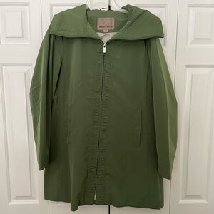 RFT Rainforest Ruched Front Hidden Hood Travel Rain Jacket Large